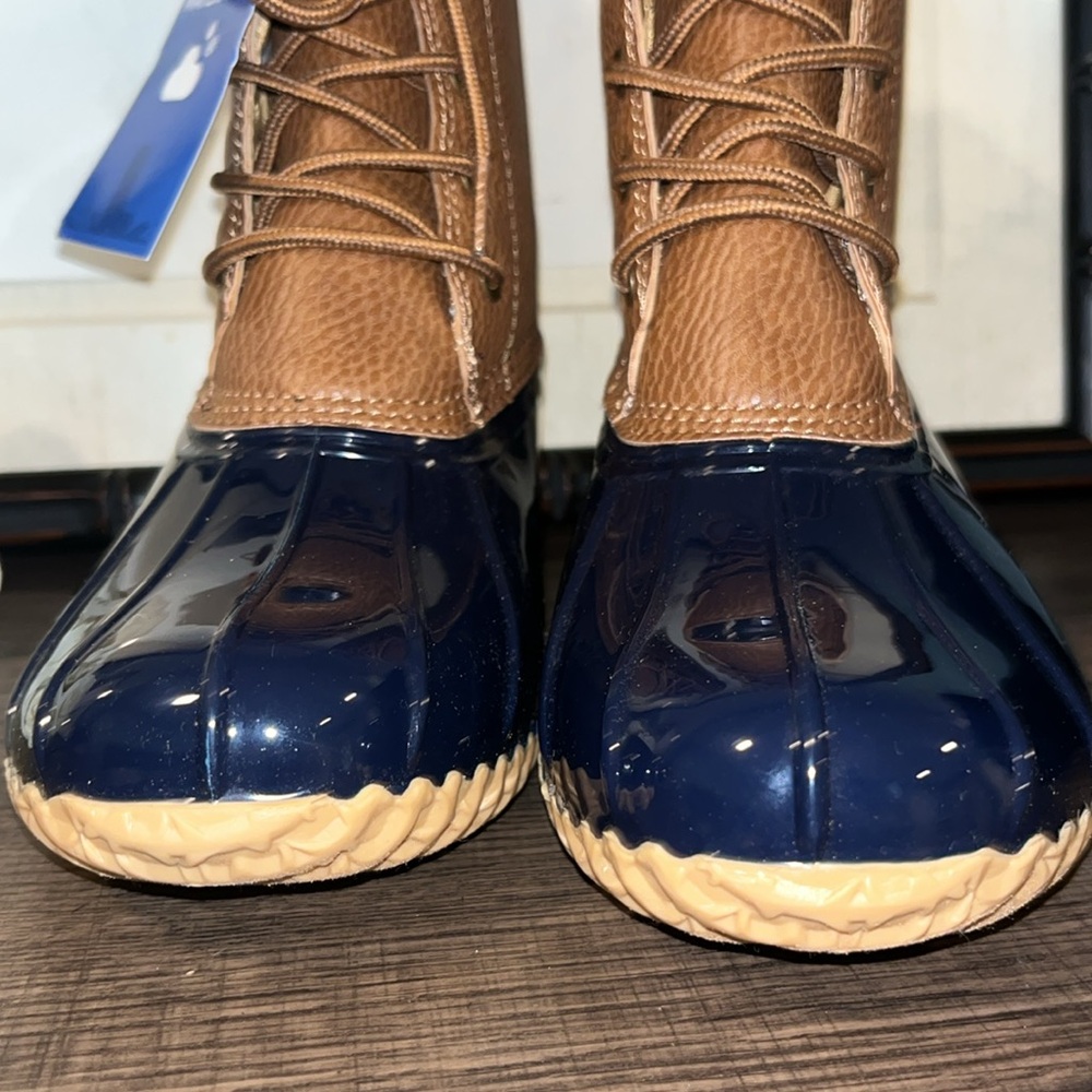 JBU Women's Maplewood Brown & Navy Water-Resistant Lace-up Boots size 8M NWOB - Picture 4 of 10